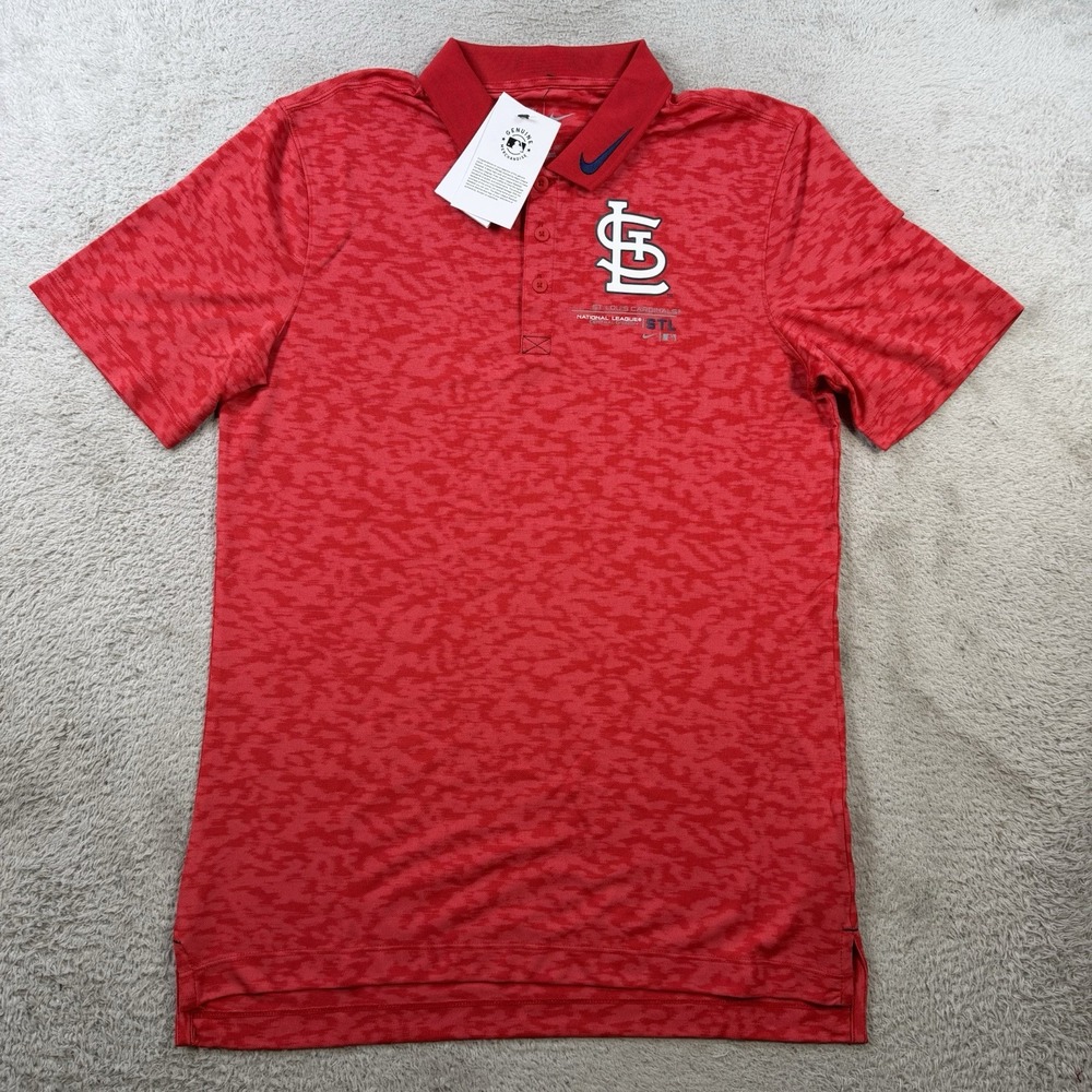 Nike St Louis Cardinals Polo Mens Small Red Dri-Fit Performance Dri-Fit Shirt